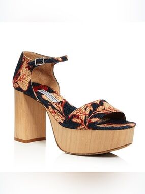 Tabitha Simmons x Johanna Ortiz Patton Floral Print Platform Sandals In Blue